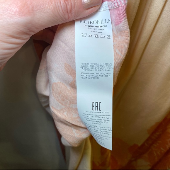 Pietronilla Elegant Peach and Cream Dress Maxi Dress w Sash sz L - Picture 8 of 14